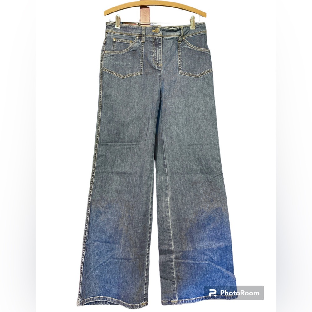 Jones New York Signature Denim Jeans Straight Wide Leg SZ 6 / M